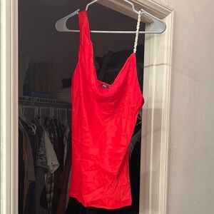 Zara Red Asymmetrical Fitted Camisole
